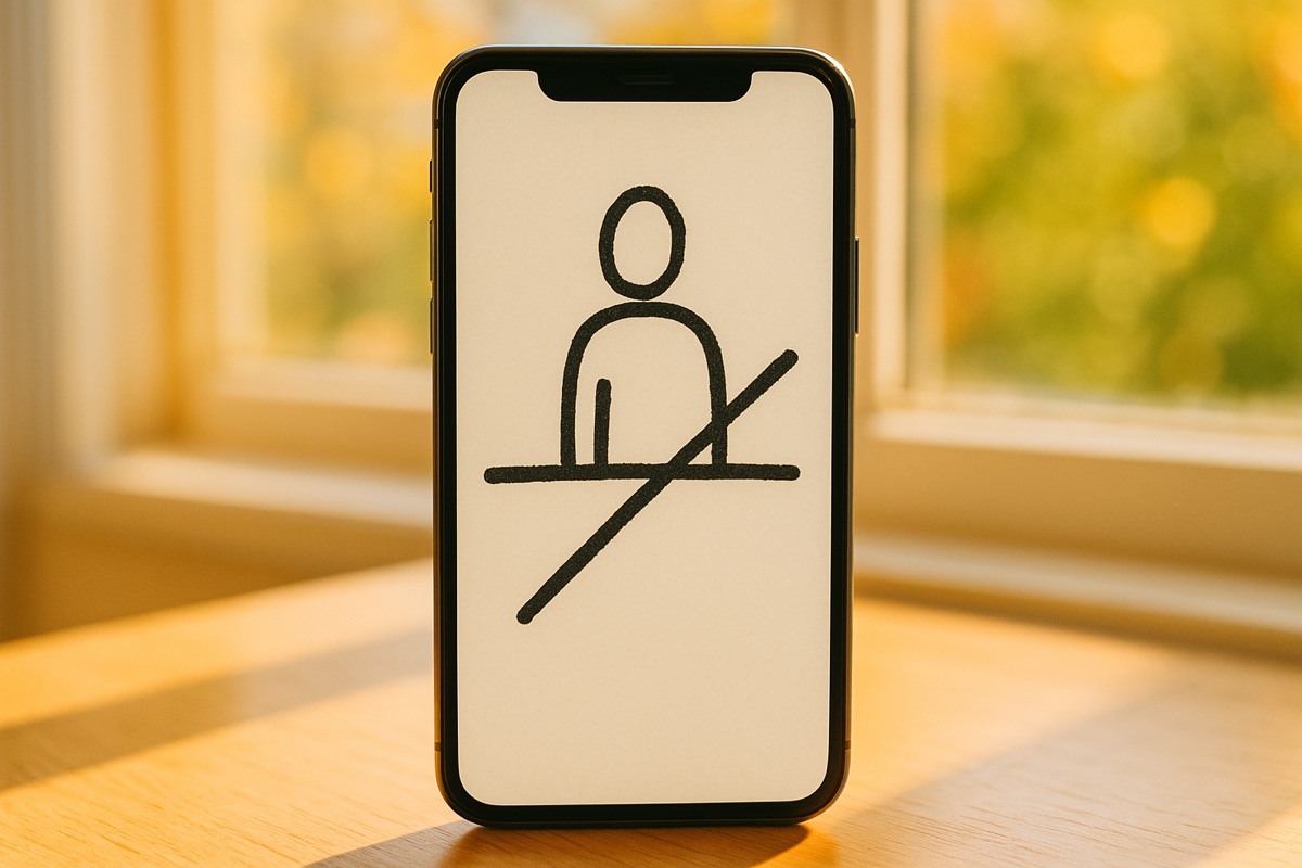 En enkel handritad gräns eller "stör ej"-symbol på en telefonskärm